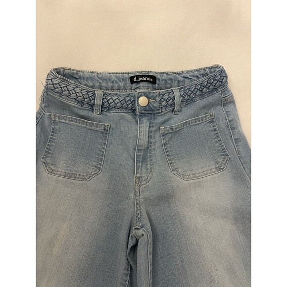 d.jeans Women’s Light Wash Wide Leg Jeans – Braided Waistband – Size 6 - Picture 2 of 6
